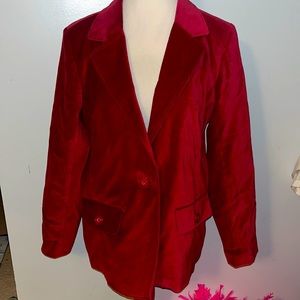 D & Co. Red Velvet fully lined single breasted blazer